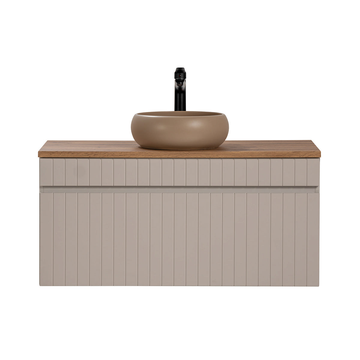 Meuble simple vasque 100cm Zelie Cachemire et Bois - vue 3