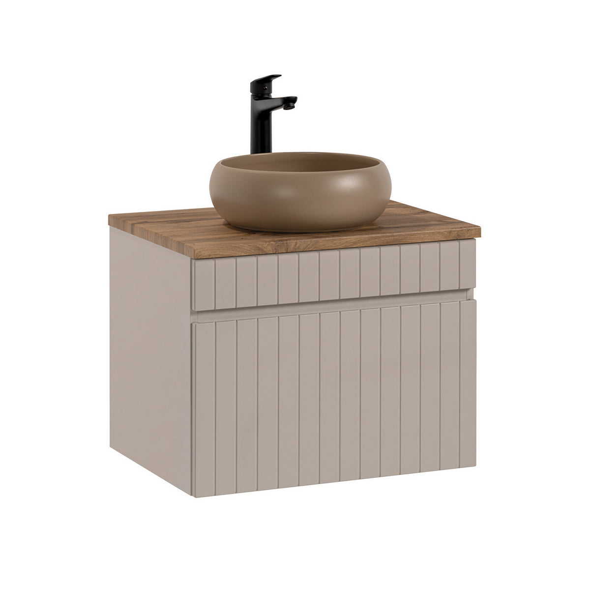 Meuble simple vasque 60cm Zelie Cachemire et Bois