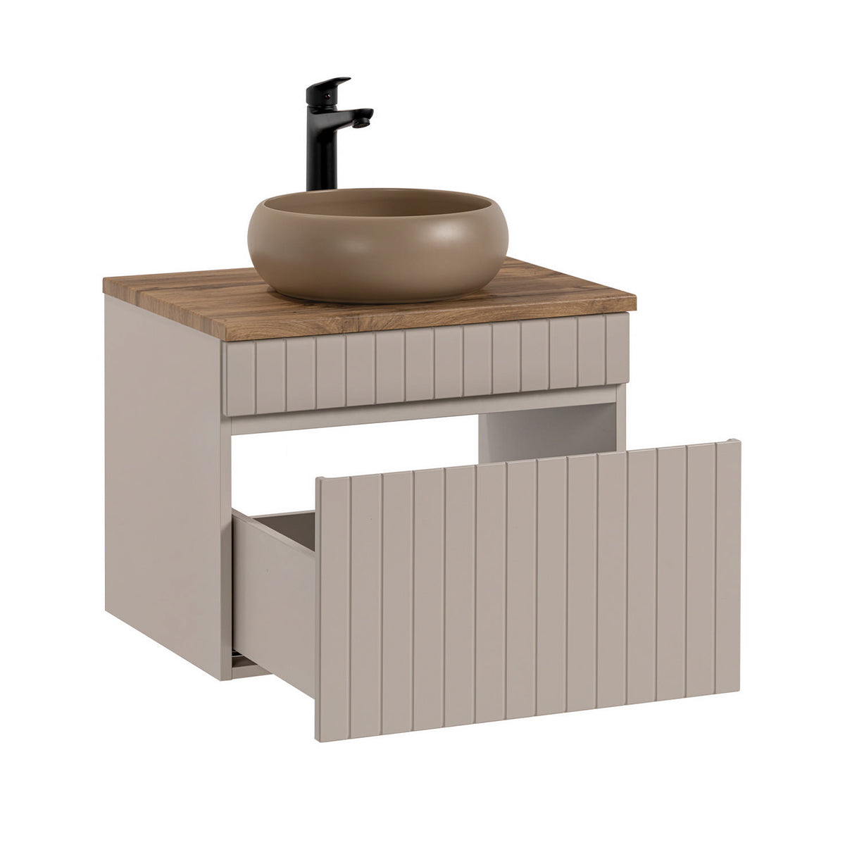 Meuble simple vasque 60cm Zelie Cachemire et Bois - vue 2
