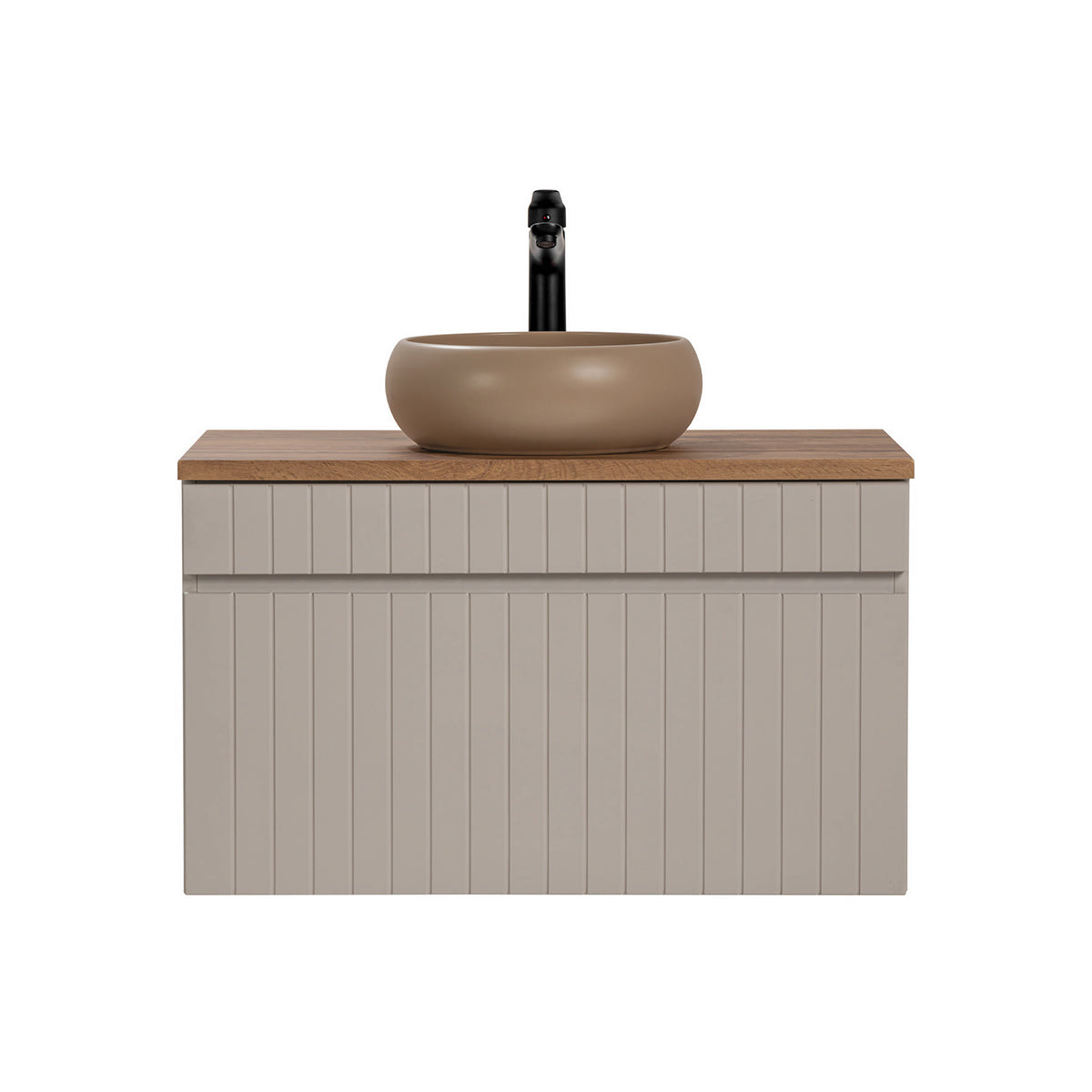 Meuble simple vasque 80cm Zelie Cachemire et Bois - vue 3