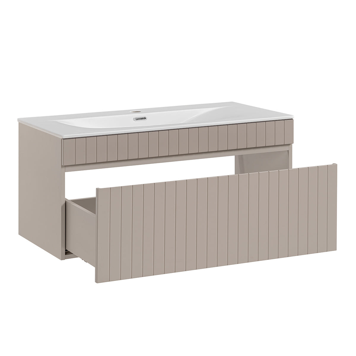 Meuble simple vasque encastrée 100cm Zelie Cachemire - vue 2