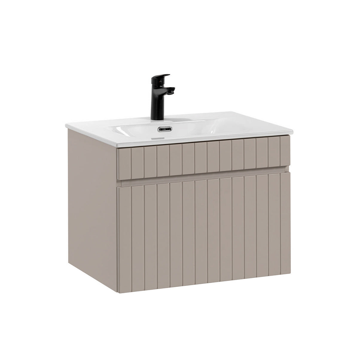 Meuble simple vasque encastrée 60cm Zelie Cachemire