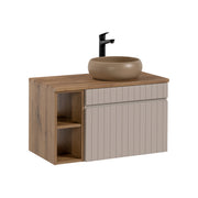 Meuble simple vasque 80cm 2 niches Zelie Cachemire et Bois