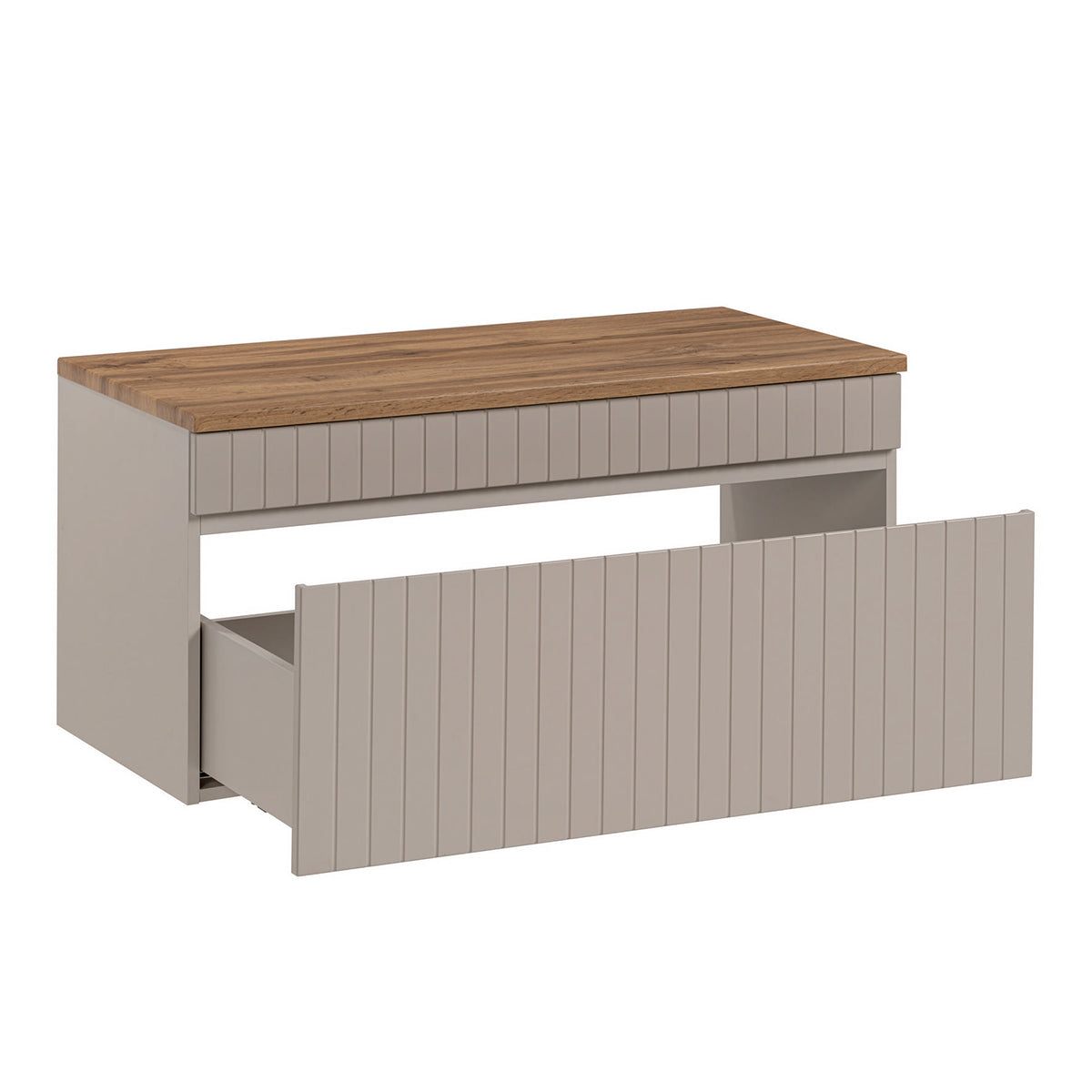 Meuble sous-vasque 100cm plan de toilette Zelie Cachemire et Bois - vue 2