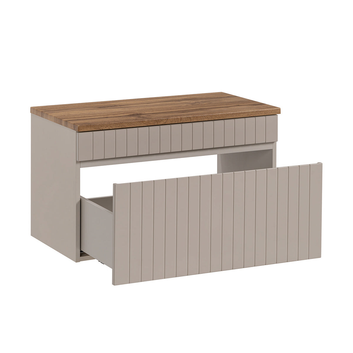 Meuble sous-vasque 80cm plan de toilette Zelie Cachemire et Bois - vue 2
