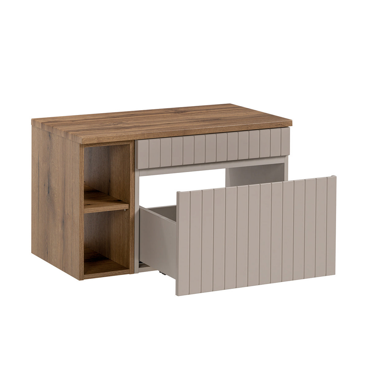 Meuble sous-vasque 80cm 2 niches Zelie Cachemire et Bois - vue 2