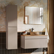 Ensemble meuble simple vasque 100cm et colonne Zelie Cachemire et Bois