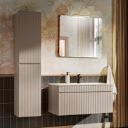 Ensemble meuble simple vasque encastrée 100cm et colonne Zelie Cachemire