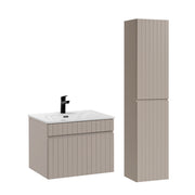 Ensemble meuble simple vasque encastrée 60cm et colonne Zelie Cachemire
