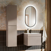 Ensemble meuble simple vasque encastrée 60cm et colonne Zelie Cachemire