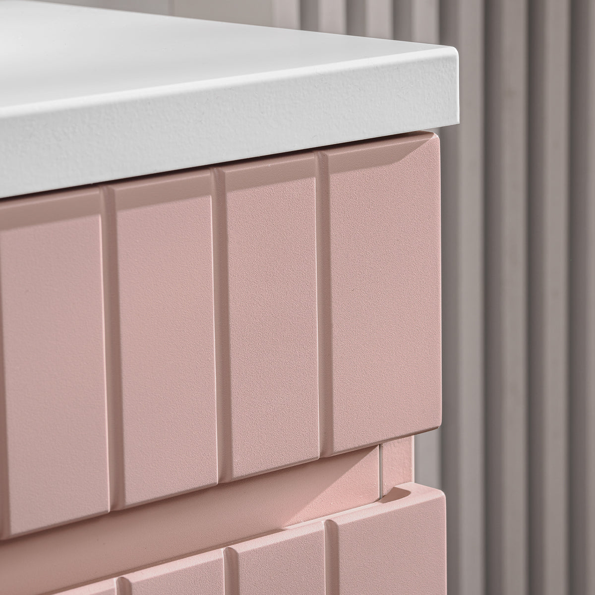 Ensemble meuble simple vasque encastrée 60cm et colonne Zelie Rose - vue 7