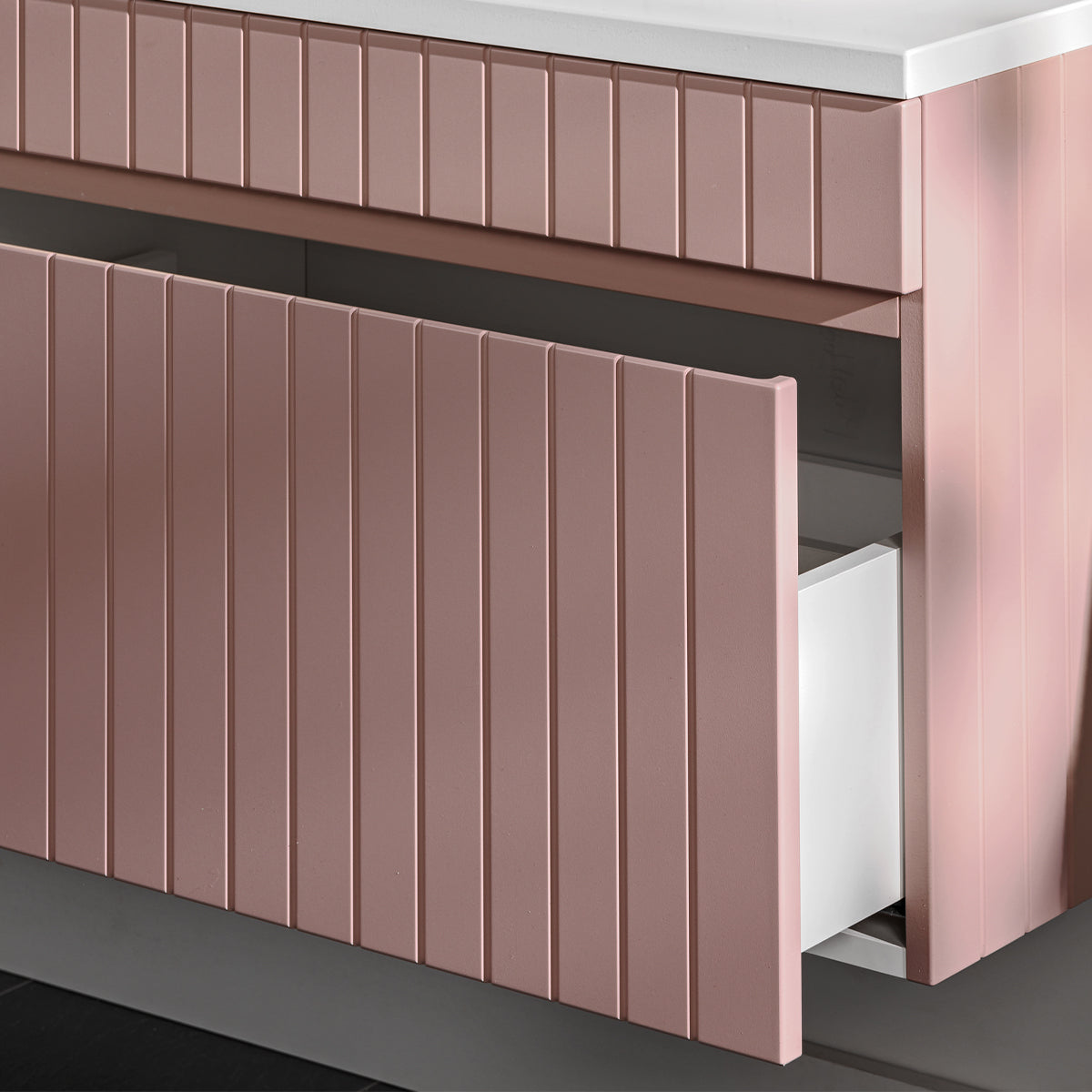 Meuble simple vasque encastrée 80cm Zelie Rose - vue 5