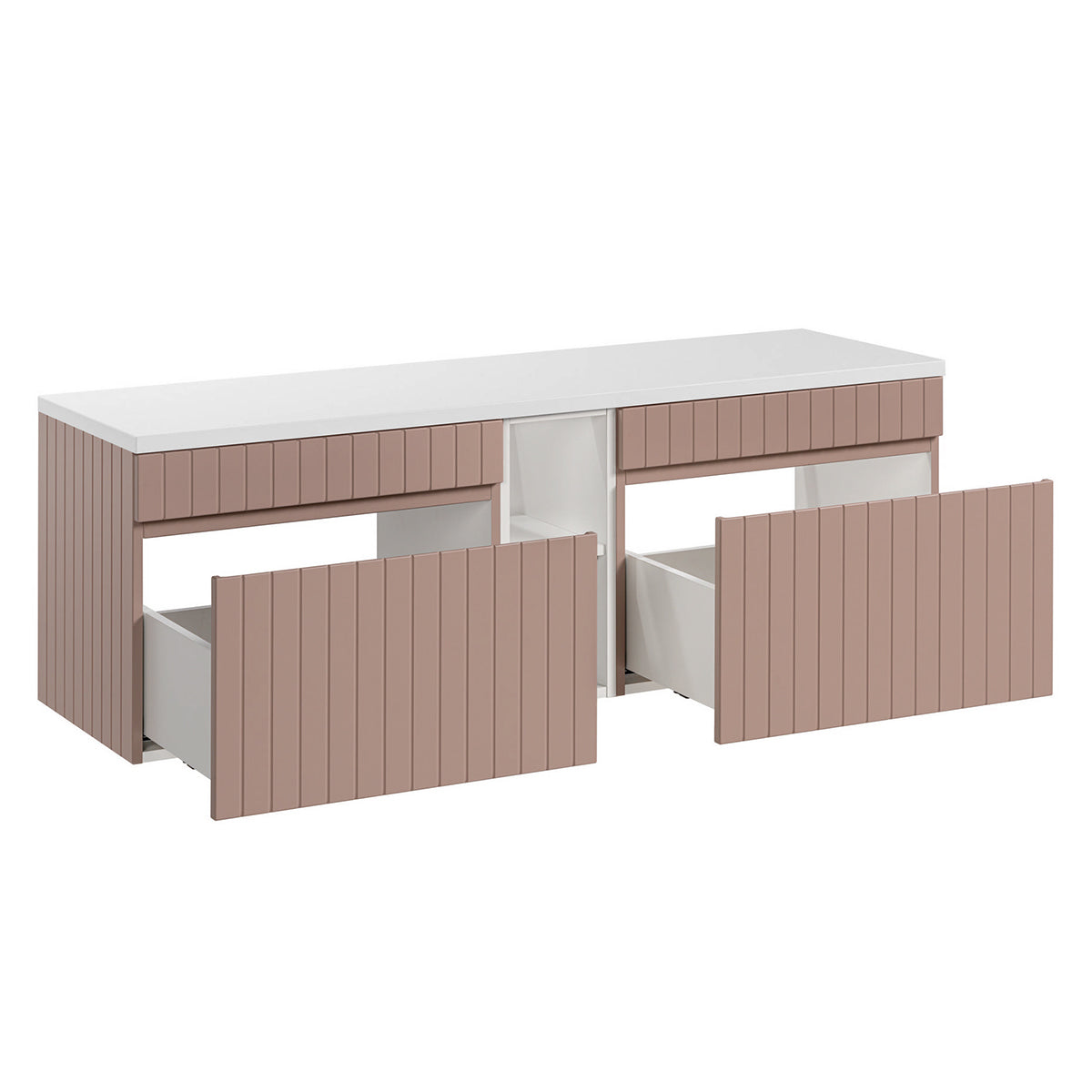 Meuble sous-vasque 140cm 2 niches Zelie Rose et Blanc - vue 2