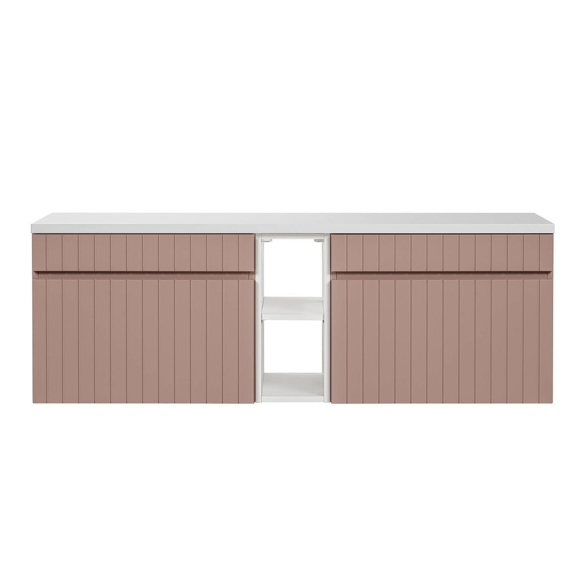 Meuble sous-vasque 140cm 2 niches Zelie Rose et Blanc - vue 3
