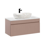 Meuble simple vasque 100cm Zelie Rose et Blanc