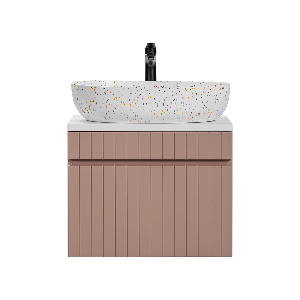Meuble simple vasque 60cm Zelie Rose et Blanc - vue 3