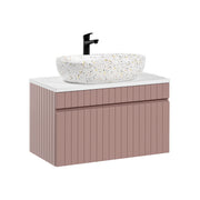 Meuble simple vasque 80cm Zelie Rose et Blanc