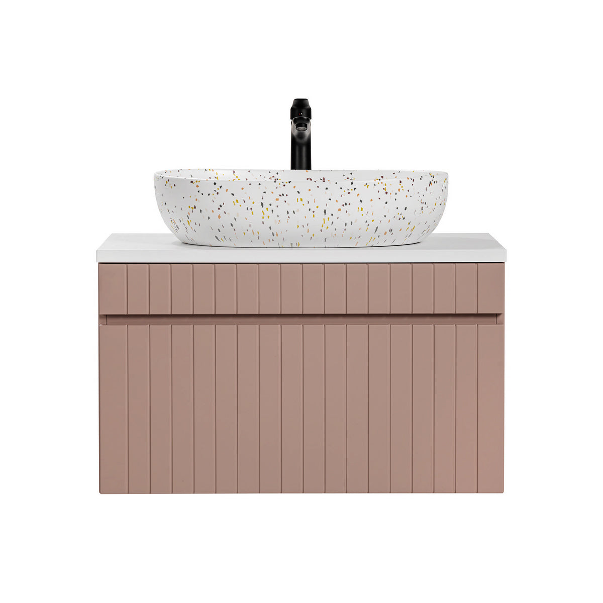 Meuble simple vasque 80cm Zelie Rose et Blanc - vue 3