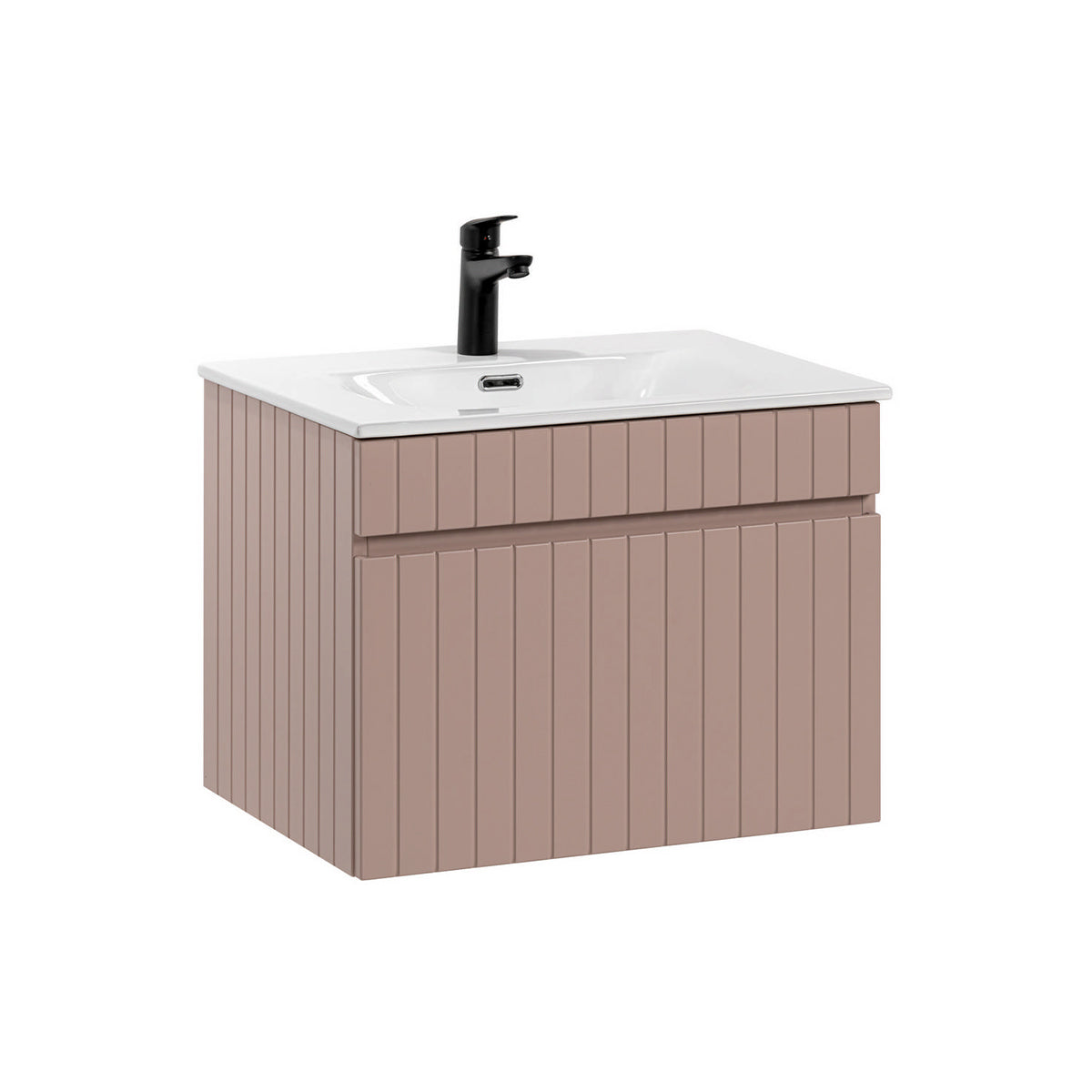 Meuble simple vasque encastrée 60cm Zelie Rose