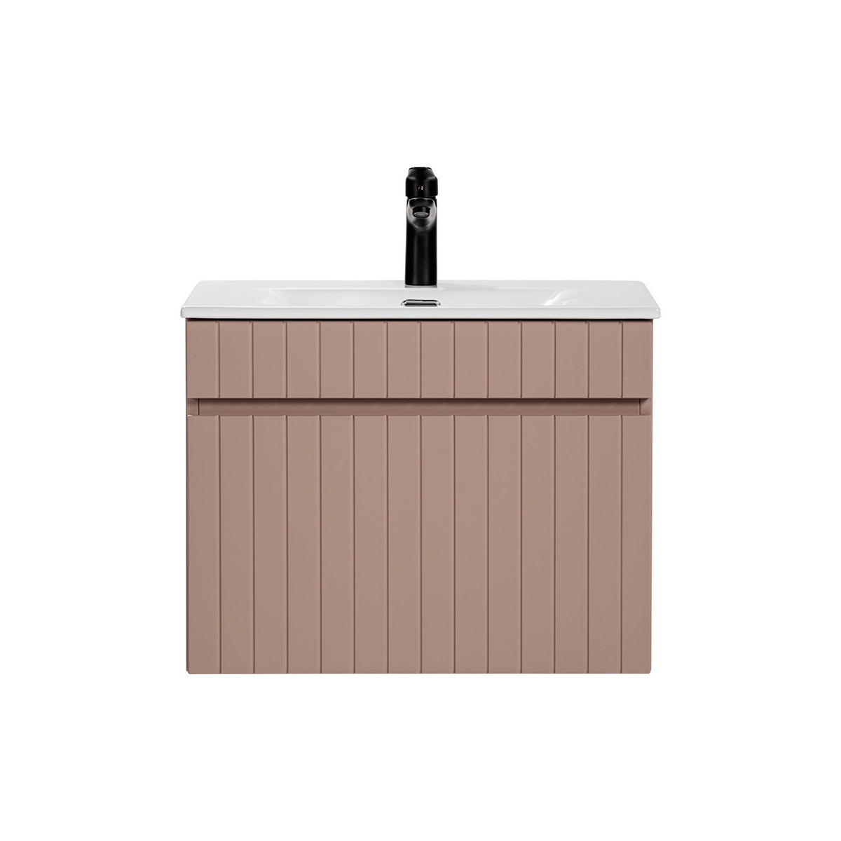 Meuble simple vasque encastrée 60cm Zelie Rose - vue 3