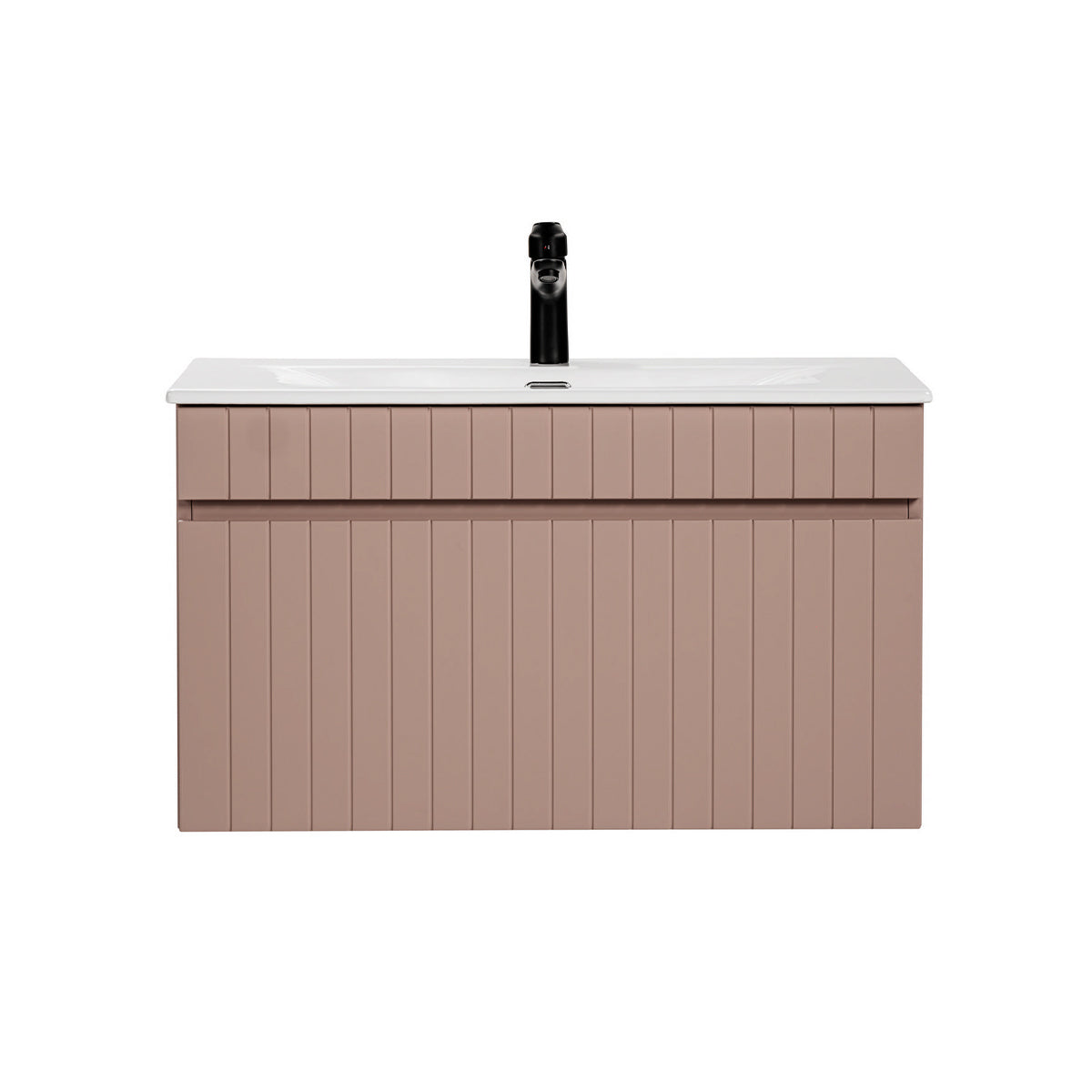 Meuble simple vasque encastrée 80cm Zelie Rose - vue 3