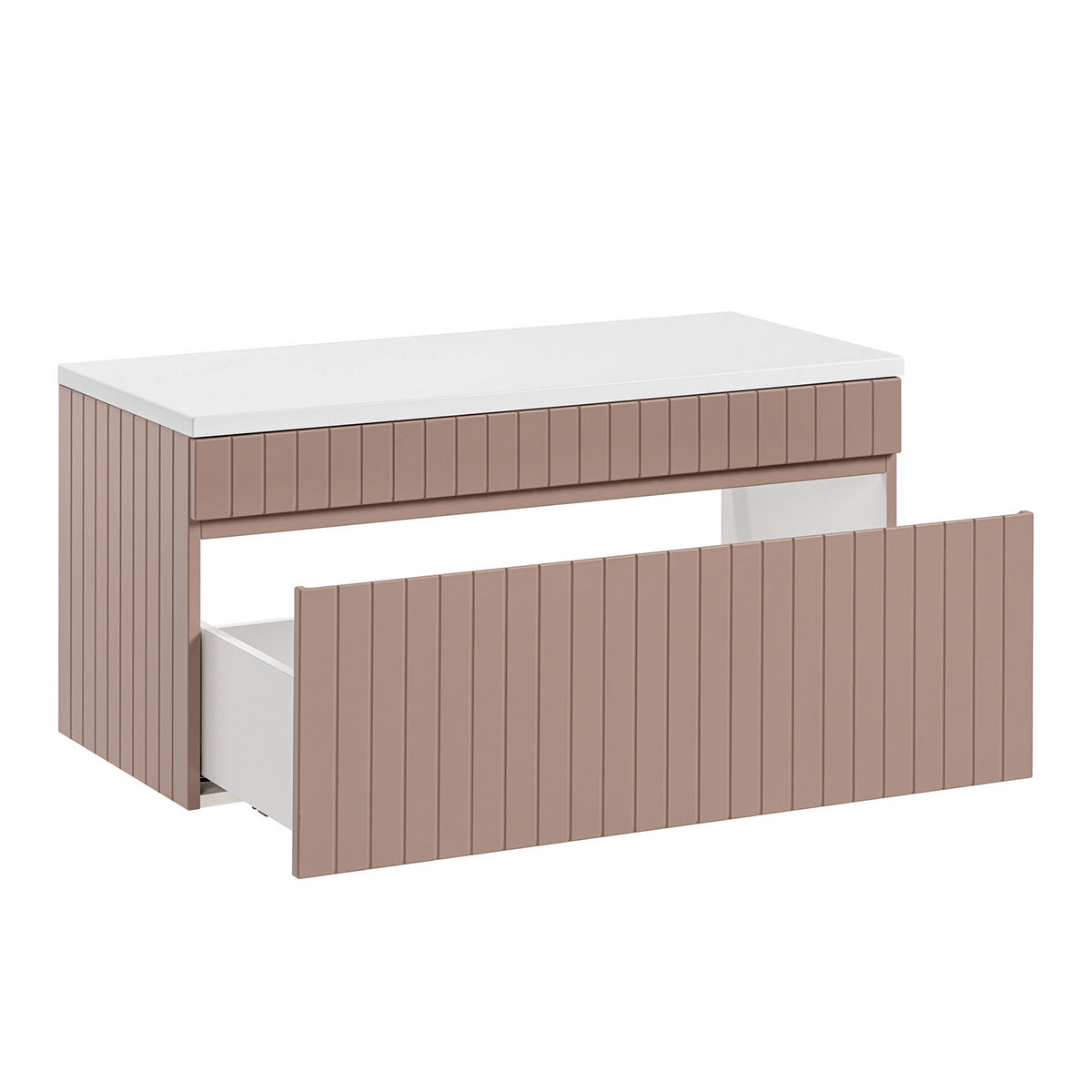 Meuble sous-vasque 100cm plan de toilette Zelie Rose et Blanc - vue 2