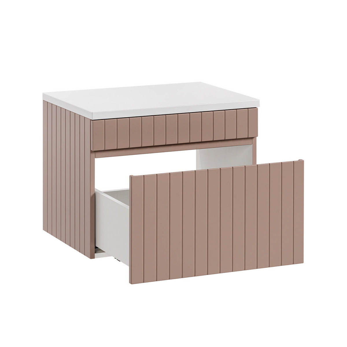 Meuble sous-vasque 60cm plan de toilette Zelie Rose et Blanc - vue 2