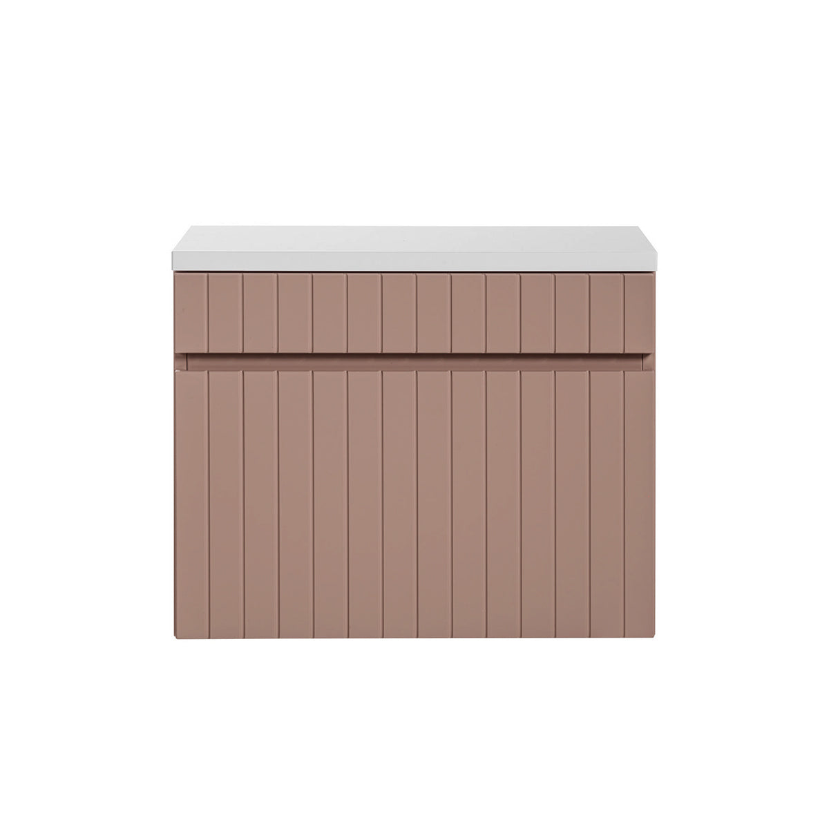 Meuble sous-vasque 60cm plan de toilette Zelie Rose et Blanc - vue 3