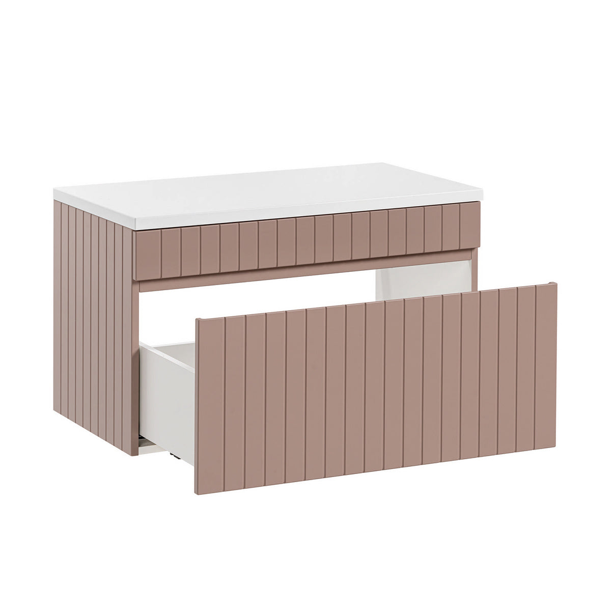 Meuble sous-vasque 80cm plan de toilette Zelie Rose et Blanc - vue 2