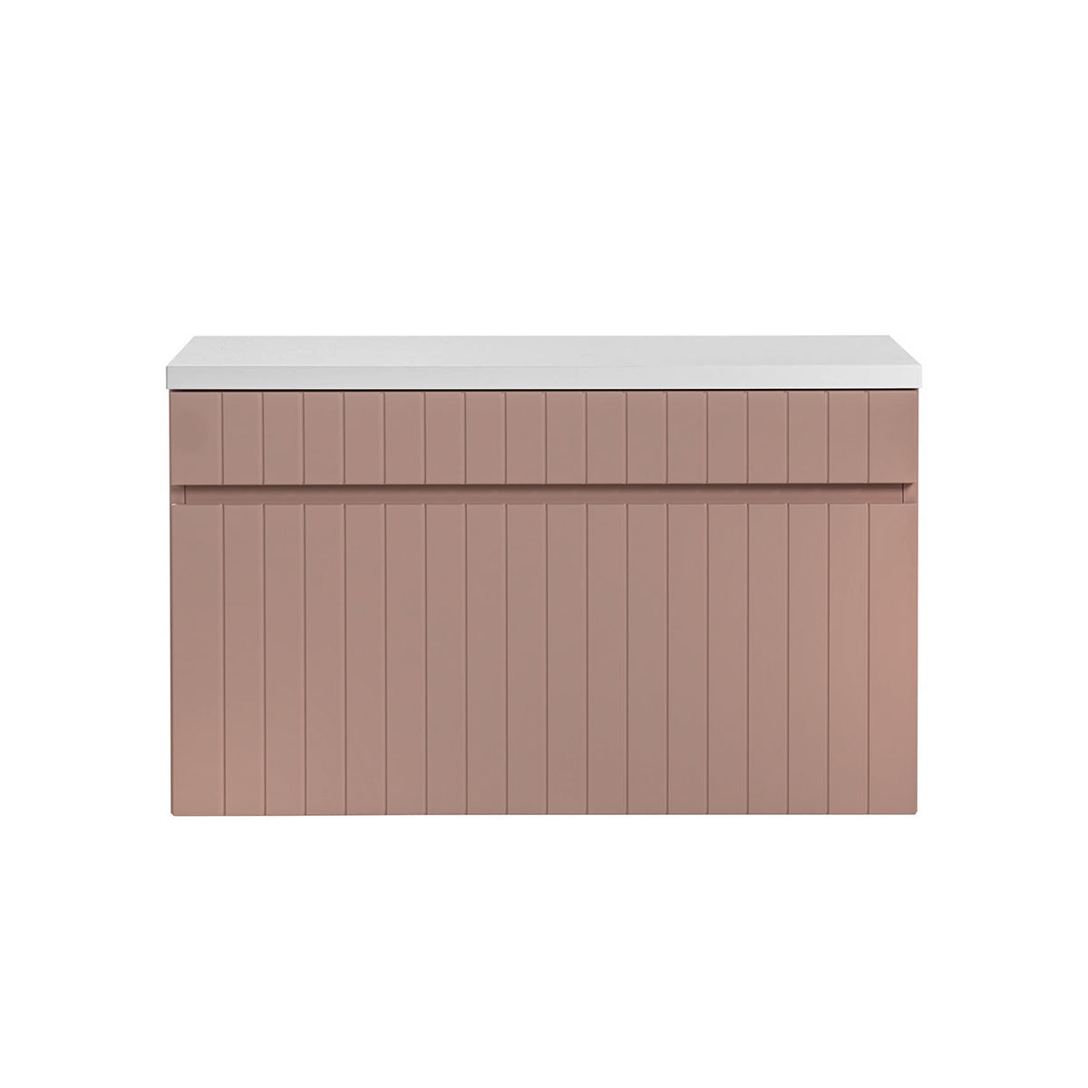Meuble sous-vasque 80cm plan de toilette Zelie Rose et Blanc - vue 3