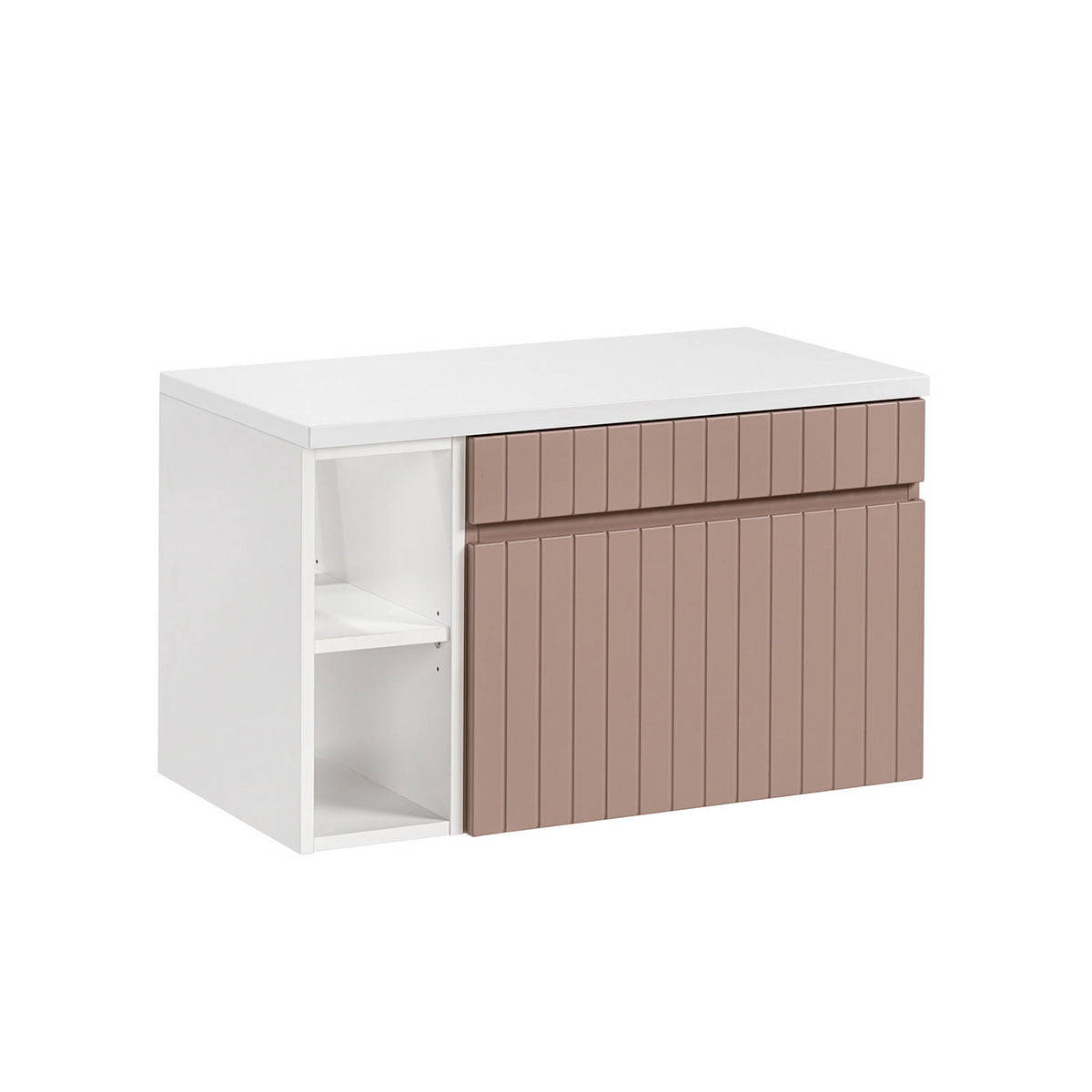 Meuble sous-vasque 80cm 2 niches Zelie Rose et Blanc