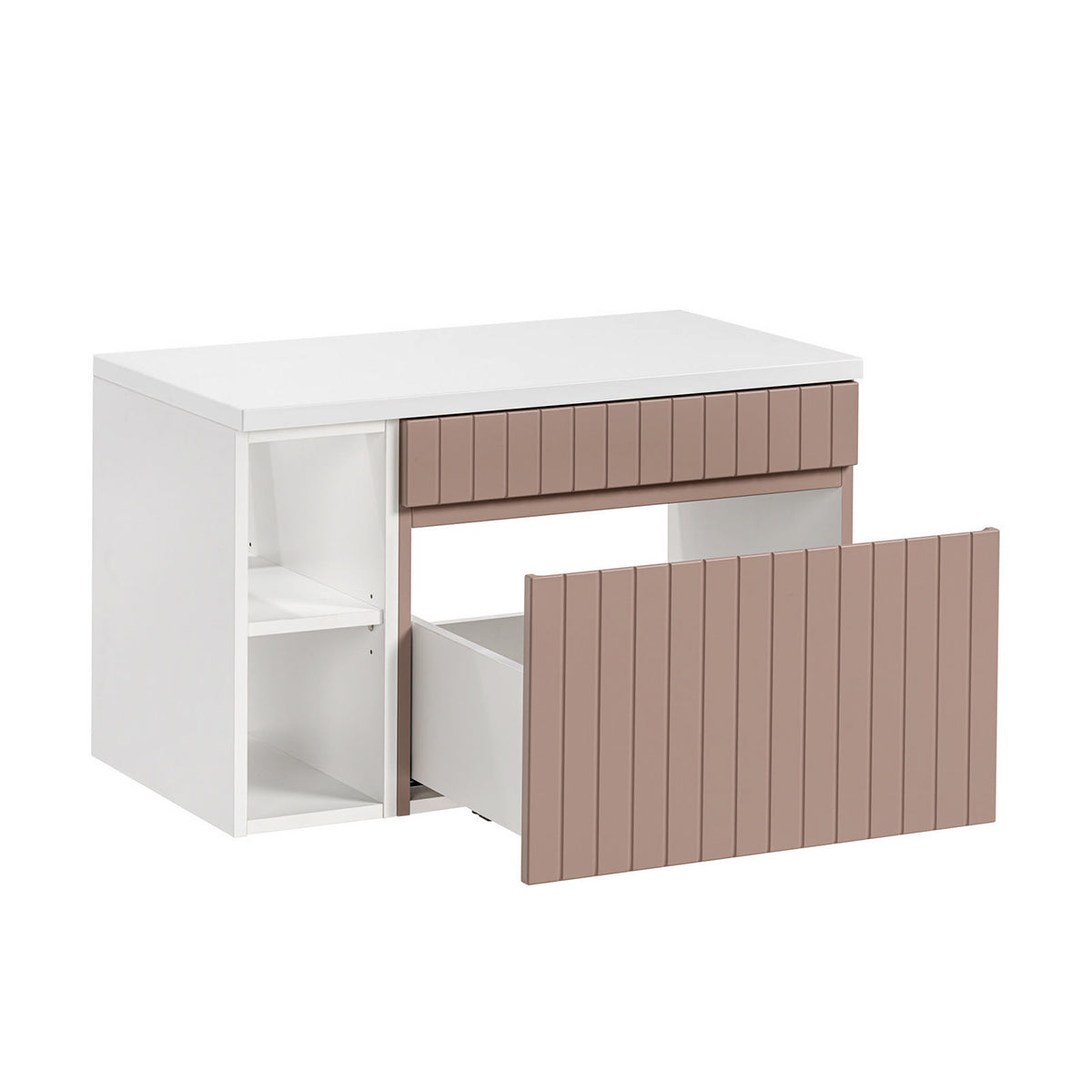 Meuble sous-vasque 80cm 2 niches Zelie Rose et Blanc - vue 2