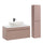 Ensemble meuble simple vasque 100cm et colonne Zelie Rose et Blanc