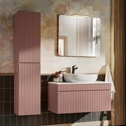 Ensemble meuble simple vasque 100cm et colonne Zelie Rose et Blanc