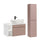 Ensemble meuble simple vasque 80cm 2 niches et colonne Zelie Rose et Blanc