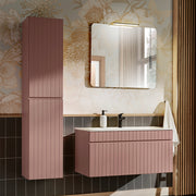 Ensemble meuble simple vasque encastrée 100cm et colonne Zelie Rose