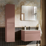 Ensemble meuble simple vasque encastrée 80cm et colonne Zelie Rose