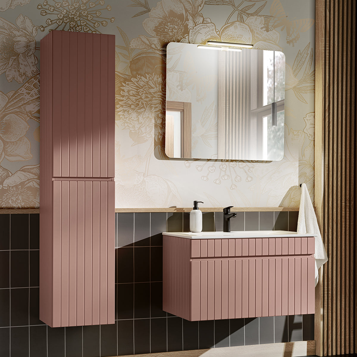 Meuble sous-vasque 80cm Zelie Rose - vue 4
